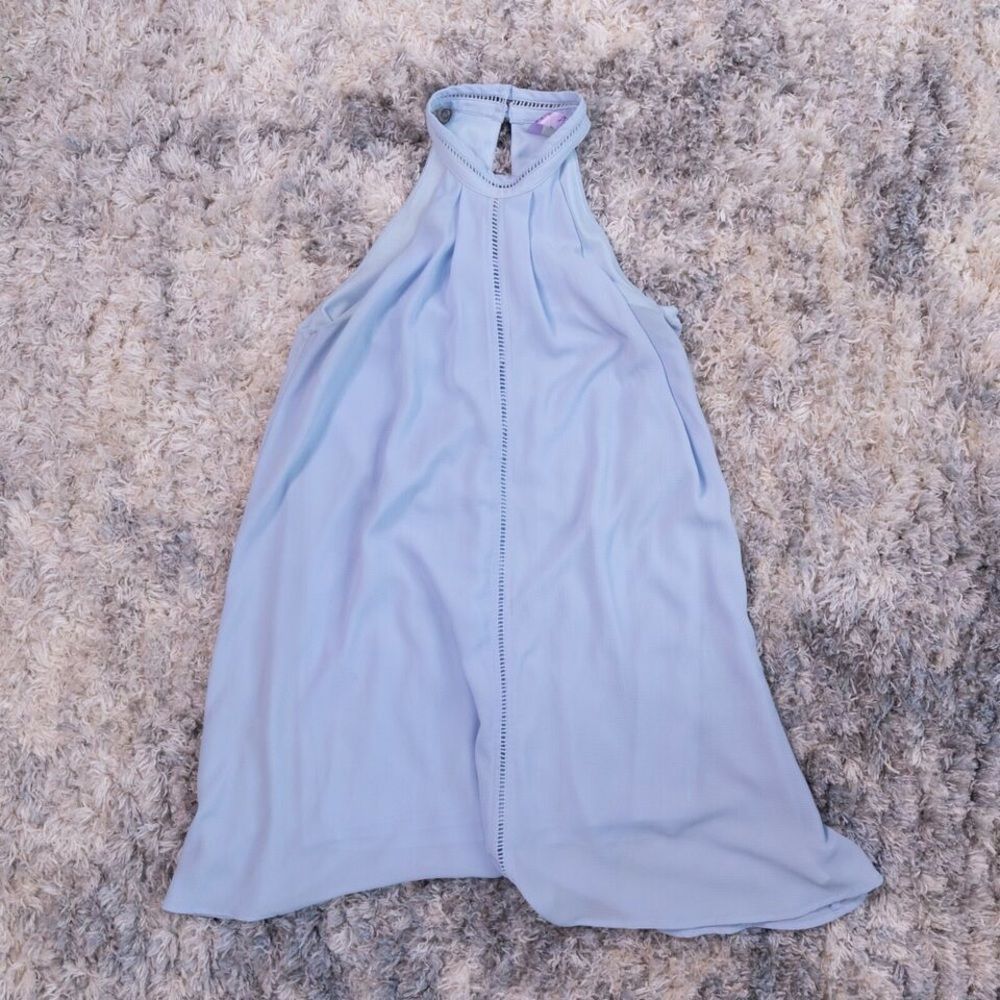Alya Francesca's Shift Dress Halter Light Blue Lattice Detail - Sz XS